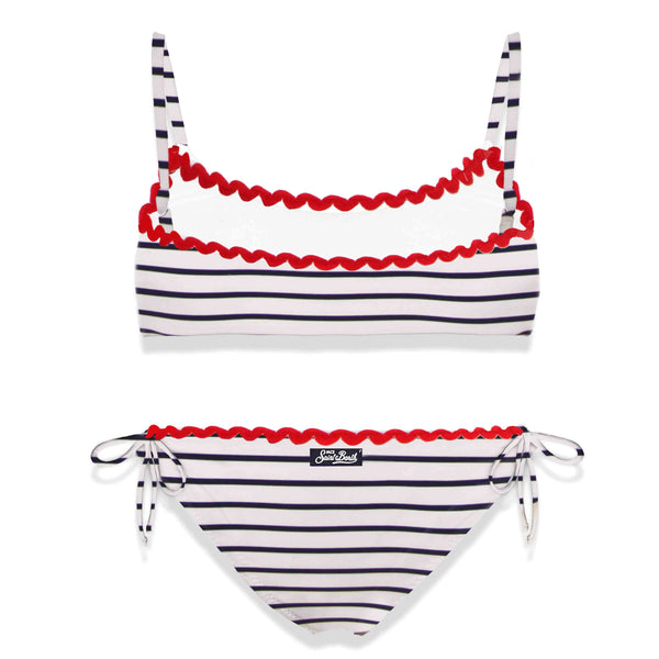 Costume bikini da bambina con ricamo Miami