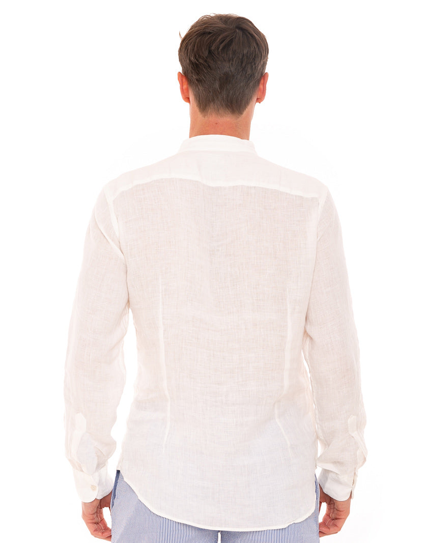 Off white embroidered Man Linen Shirt - MC2 Saint Barth