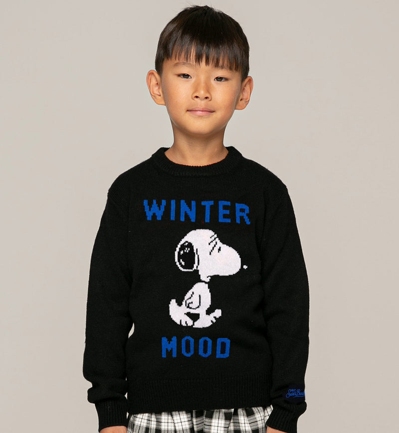 Blauer Marineblauer Snoopy Winter Mood-Pullover für Jungen – Sonderedition