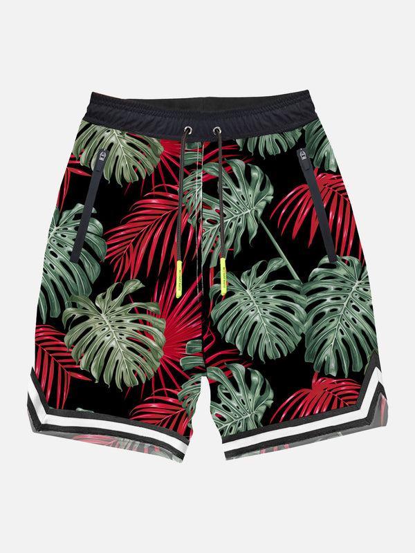 Tropical print swim shorts surf style