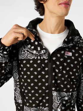 Man hooded lightweight windbreaker with bandanna print - MC2 Saint Barth