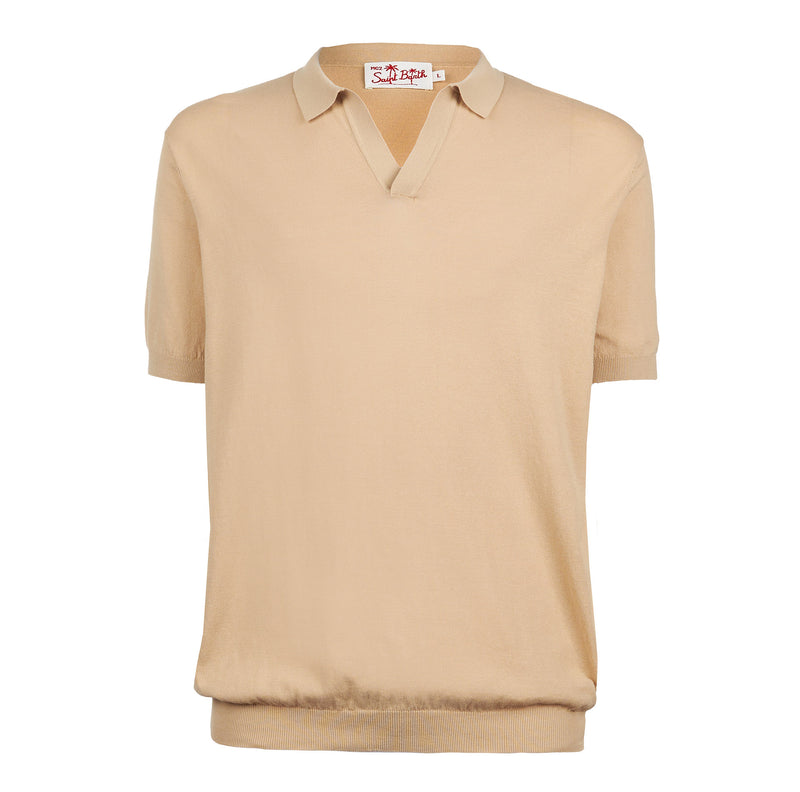 Polo da uomo beige in maglia