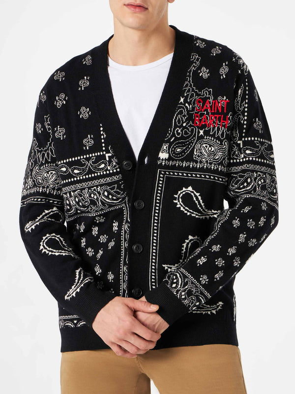 Bandanna knitted cardigan with Saint Barth embroidery