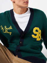 Knitted cardigan with patch and St. Barth College embroidery