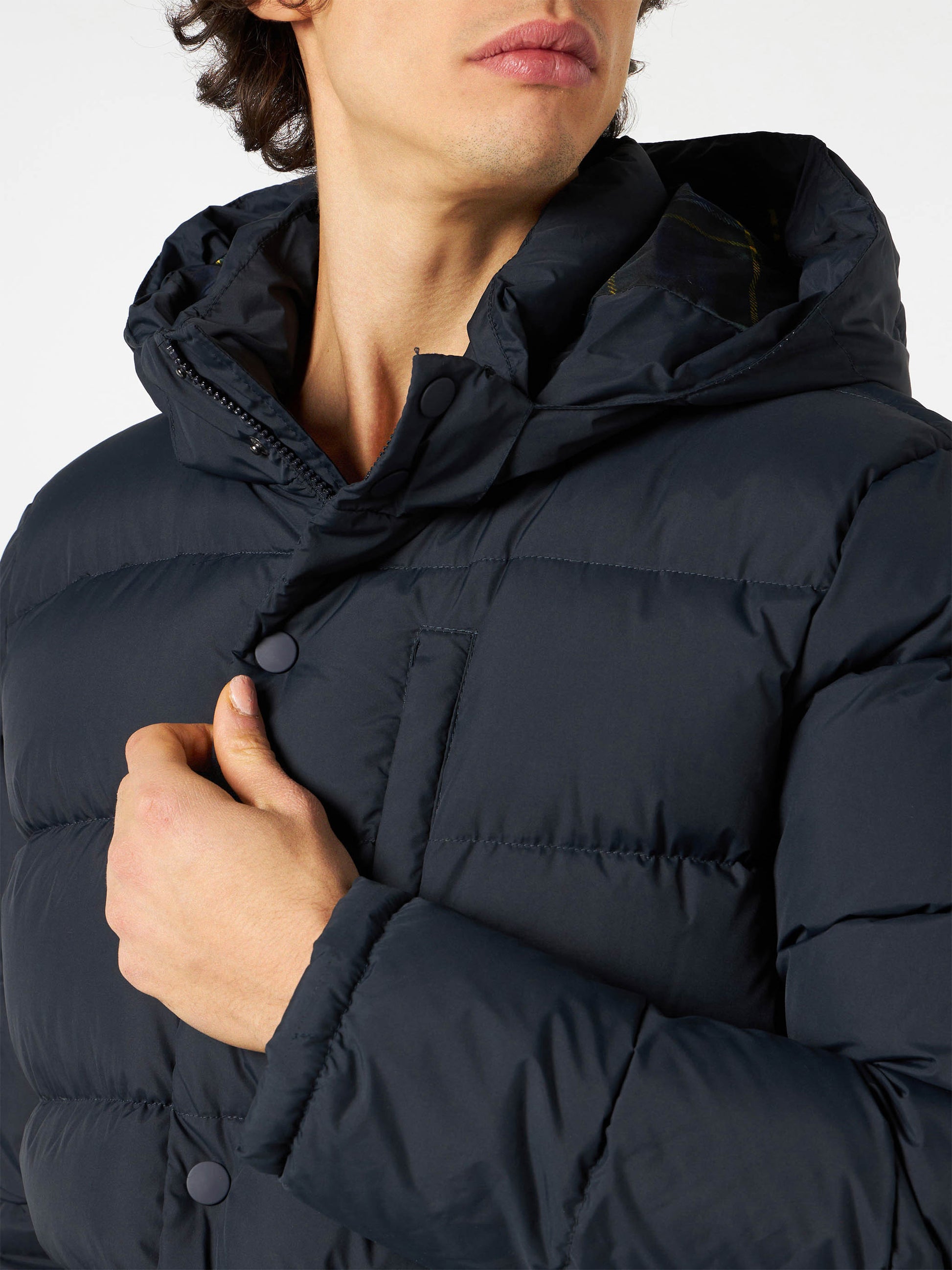 Man blue hooded down padded jacket Baxter - MC2 Saint Barth