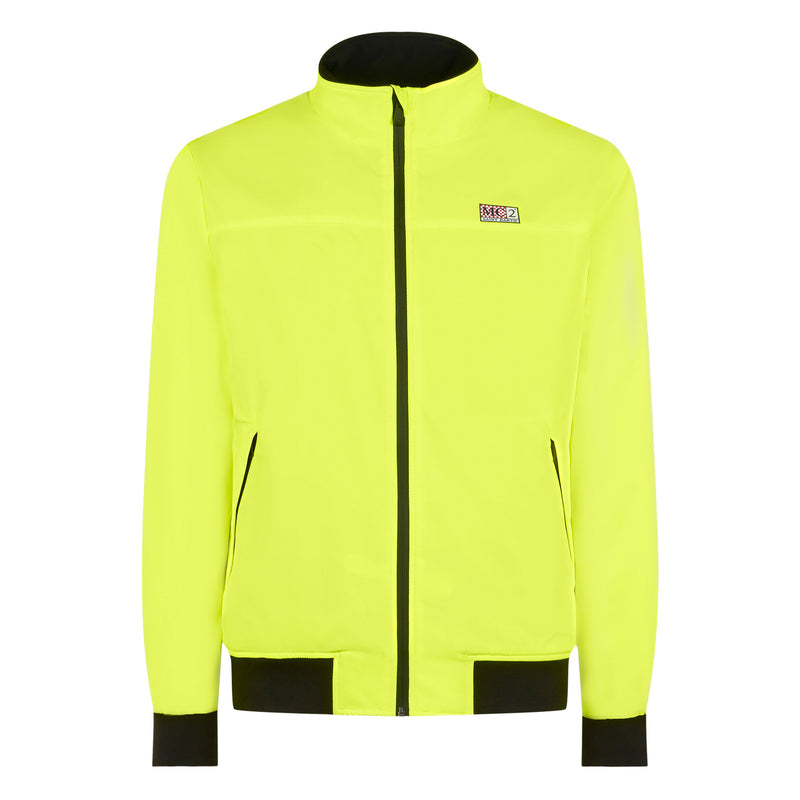 Man fluo yellow bomber jacket with furry lining