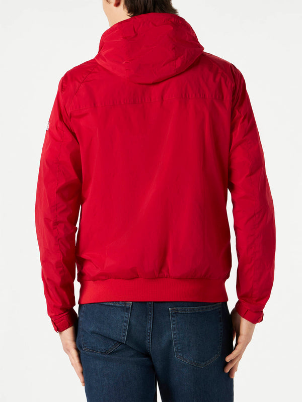 Red zipped midweight windbreaker