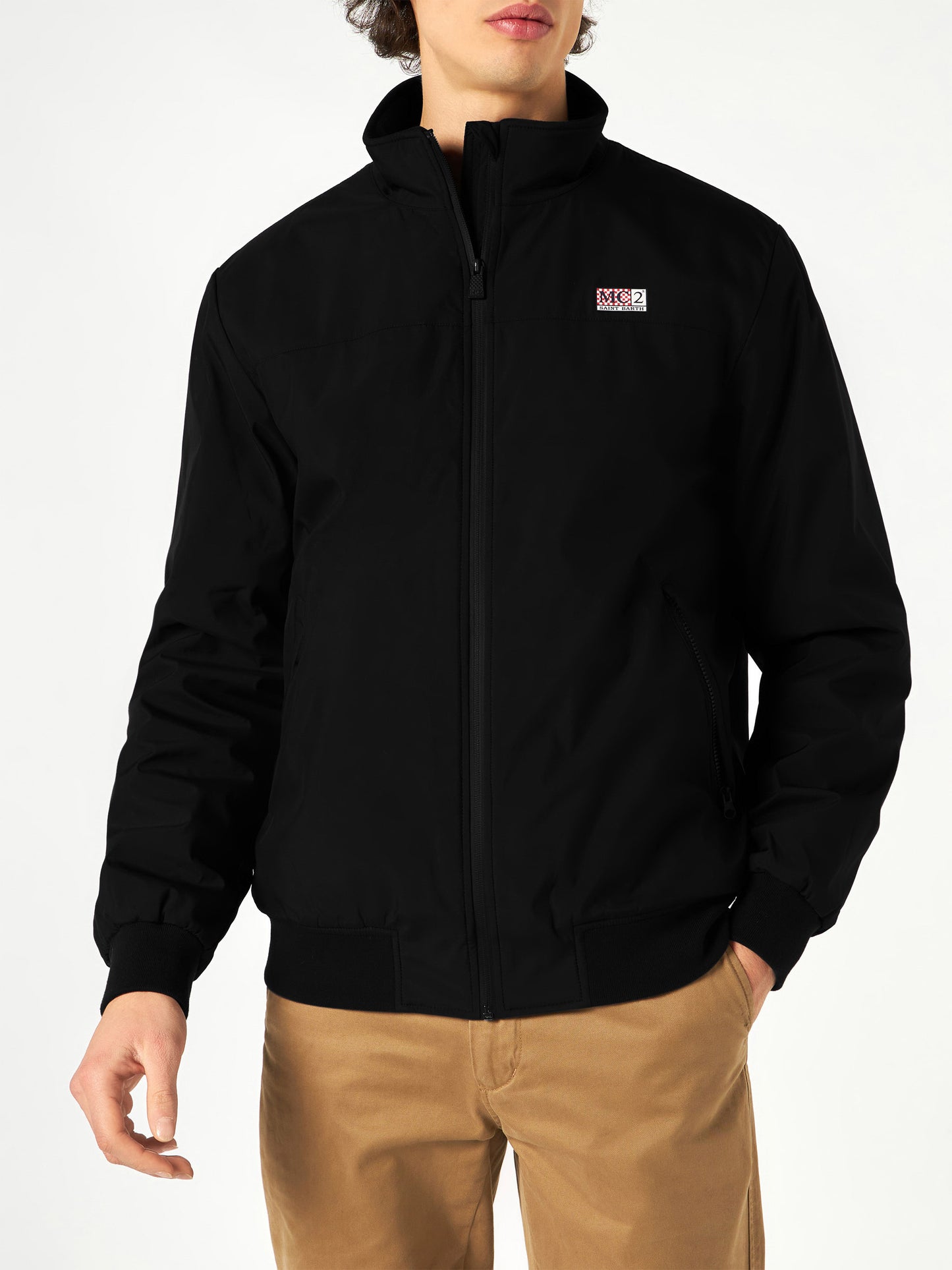 Schwarze Bomberjacke Country für Herren mit pelzigem Futter