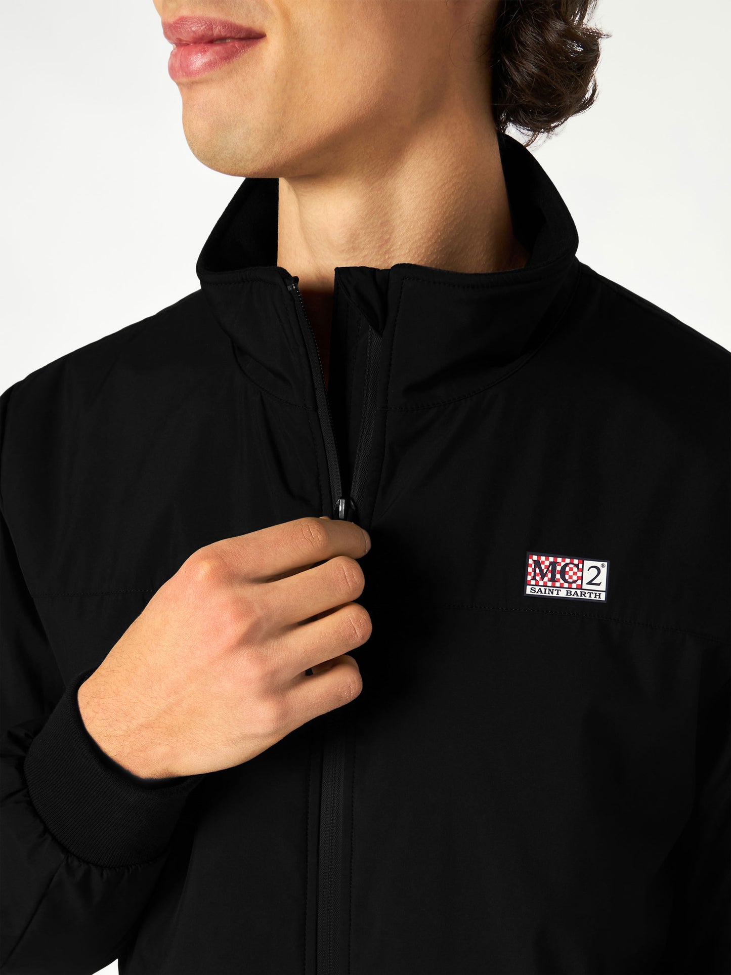 Schwarze Bomberjacke Country für Herren mit pelzigem Futter