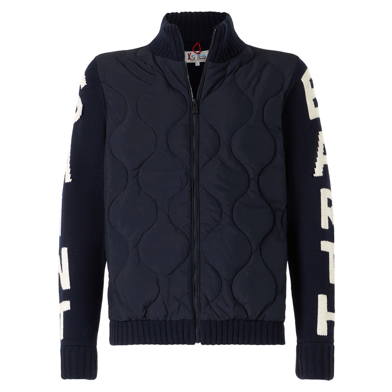 Man blue padded jacket