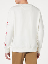 Man white sweatshirt with Saint Barth embroidery