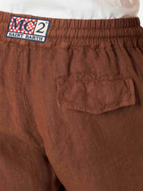 Pantalone da uomo in lino marrone