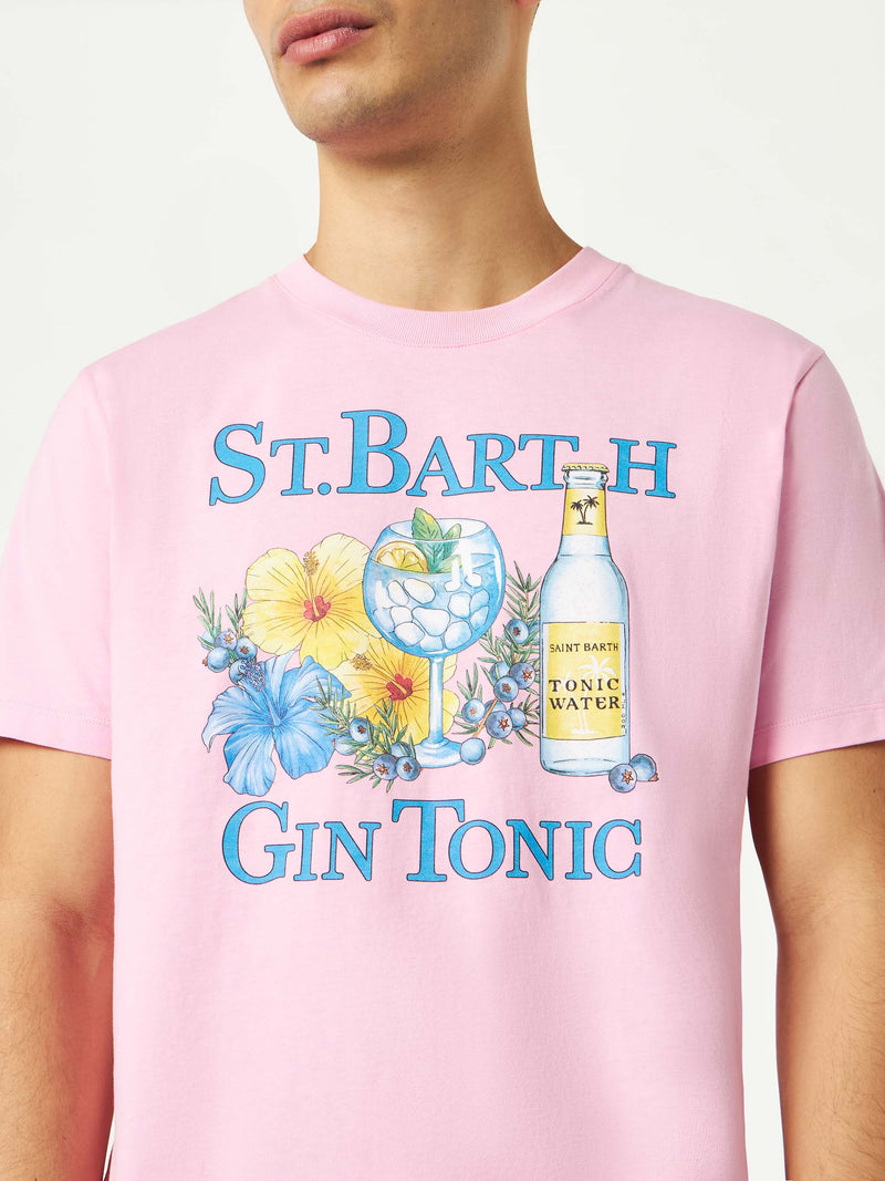 T-shirt da uomo in cotone con stampa Gin e fiori