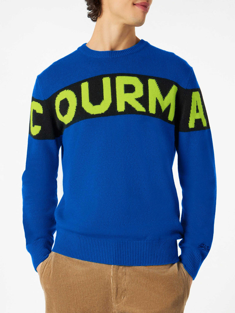 Maglia da uomo blu con scritta Courma