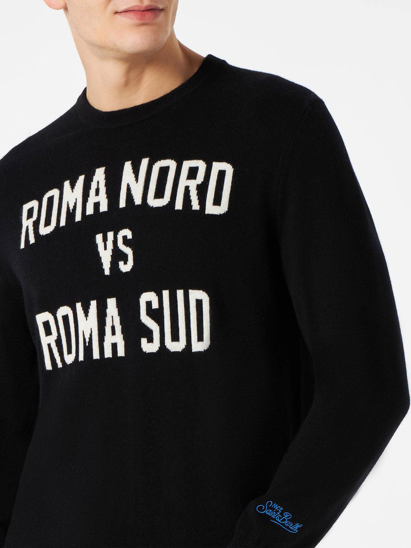 Maglia da uomo nera stampa Roma Nord vs Roma Sud