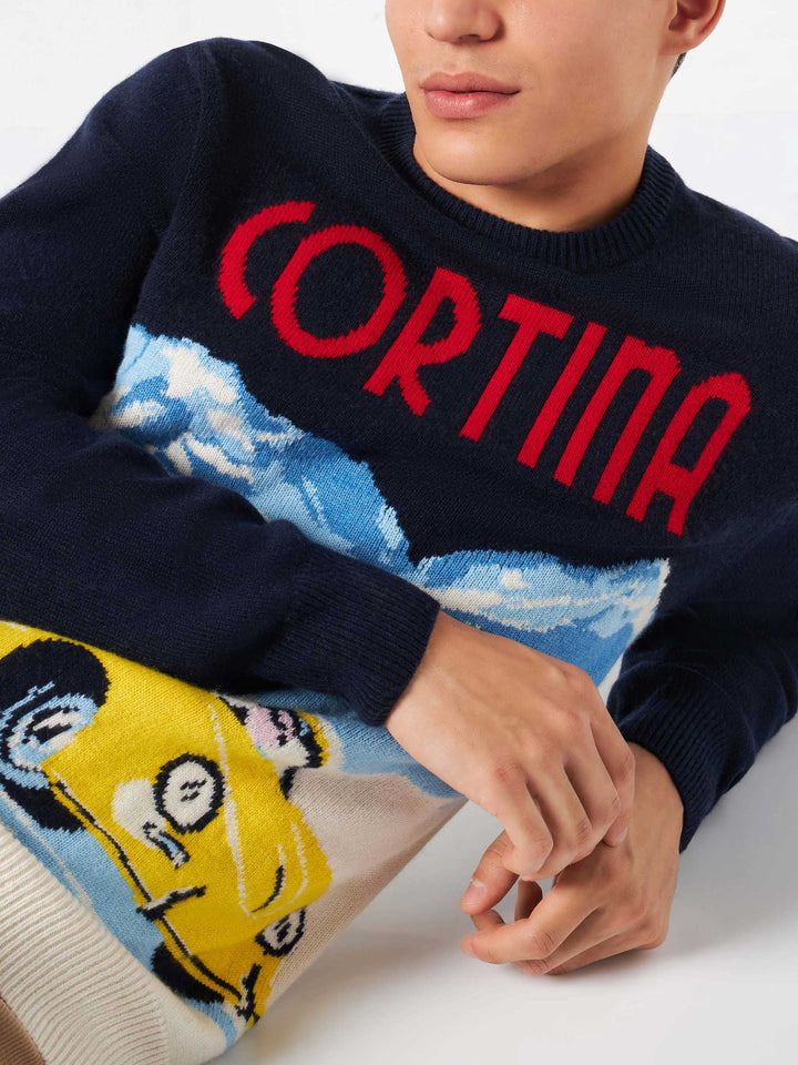 Man sweater Cortina vintage postcard print