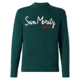 Man blended cashmere sweater with Sun Moritz embroidery