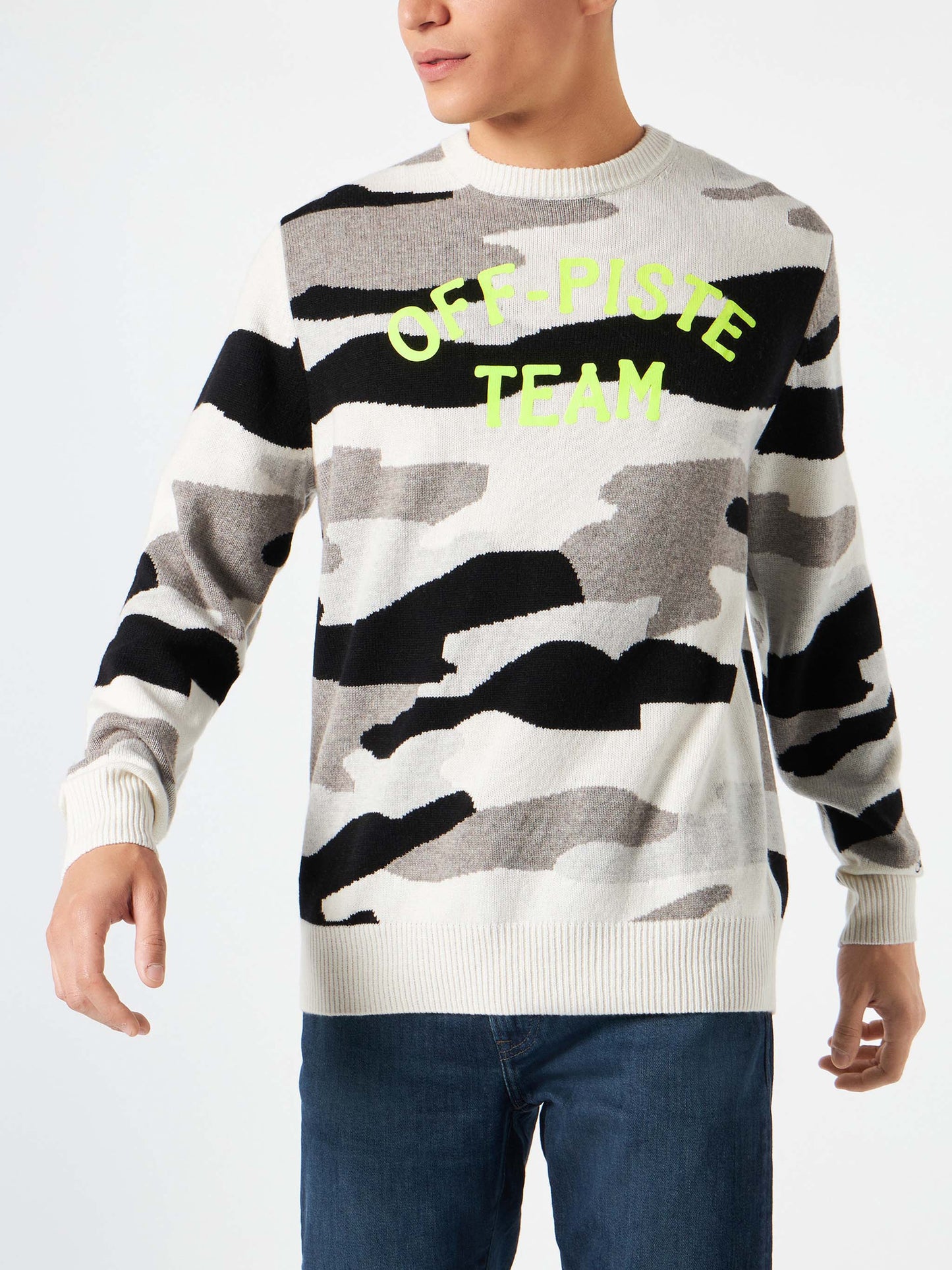 Herrenpullover mit Camouflage-Jacquard „Off-Piste Team“