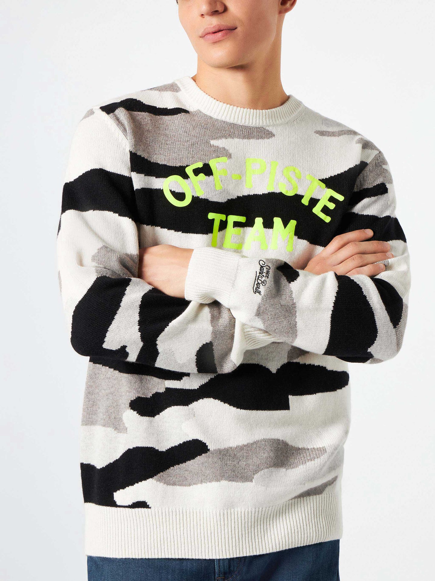 Herrenpullover mit Camouflage-Jacquard „Off-Piste Team“