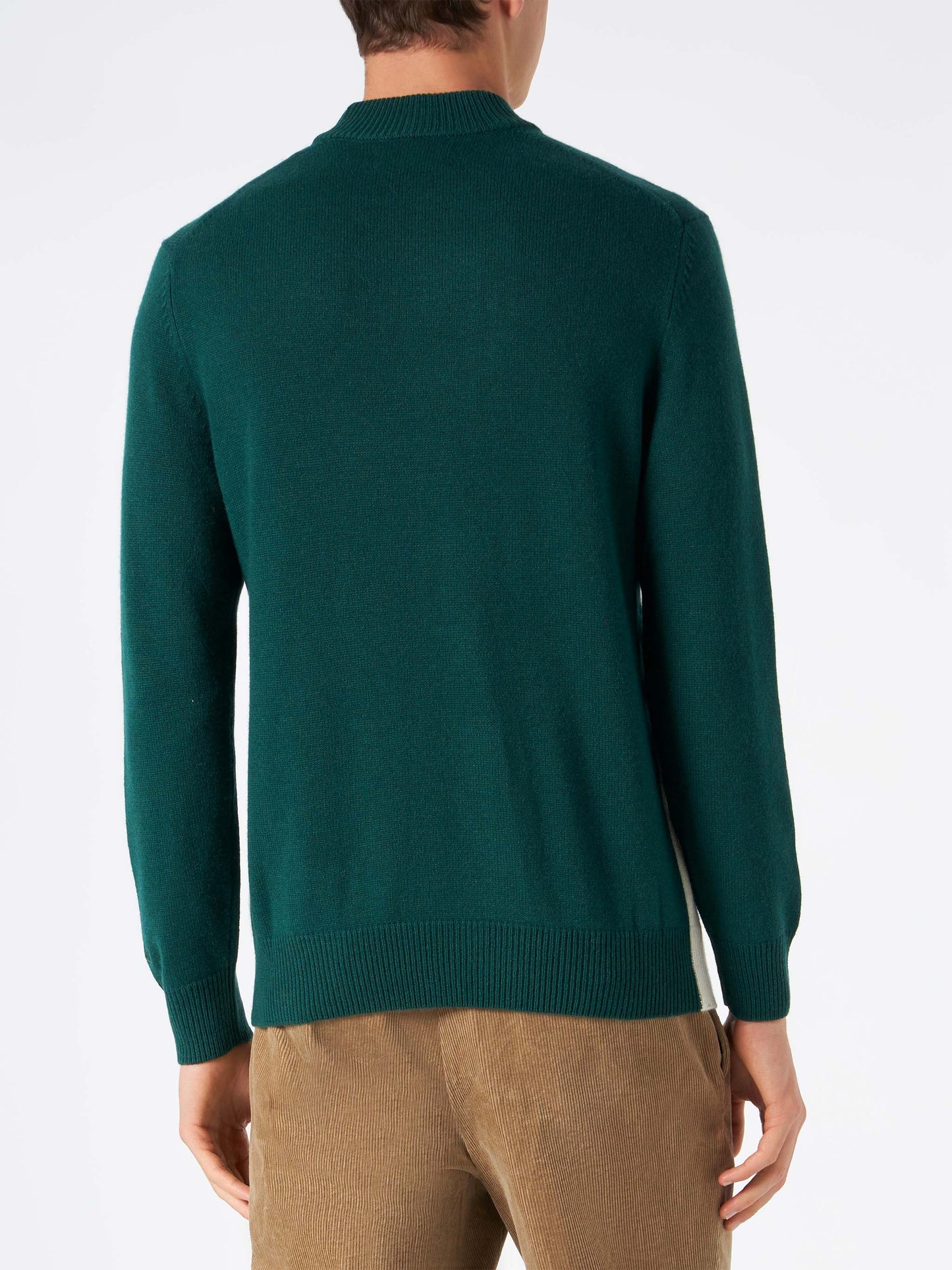 Maglione da uomo verde con cartolina lavorata a maglia