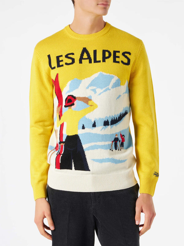 Herrenpullover mit Les-Alpes-Postkarte