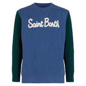 Man sweatshirt with knitted sleeves - MC2 Saint Barth