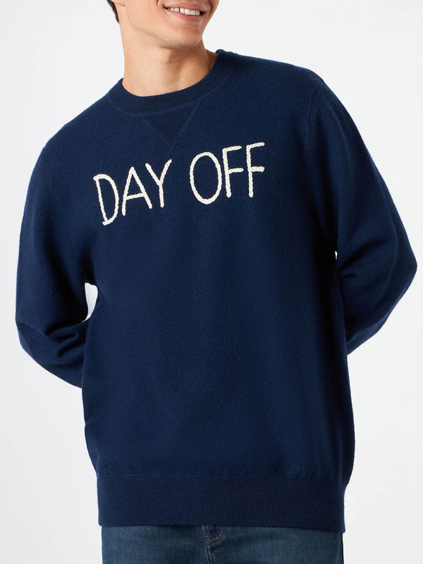 Herren-Strickpullover mit Rundhalsausschnitt und Day Off-Stickerei