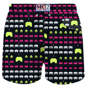 Man light fabric swim shorts with space print