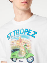 Man cotton t-shirt with St. Tropez Vespa print | VESPA® SPECIAL EDITION