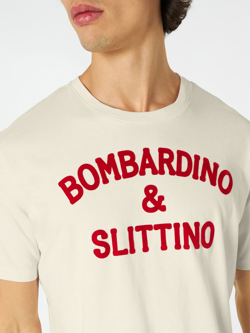 White t-shirt Man red Bombardino & slittino print