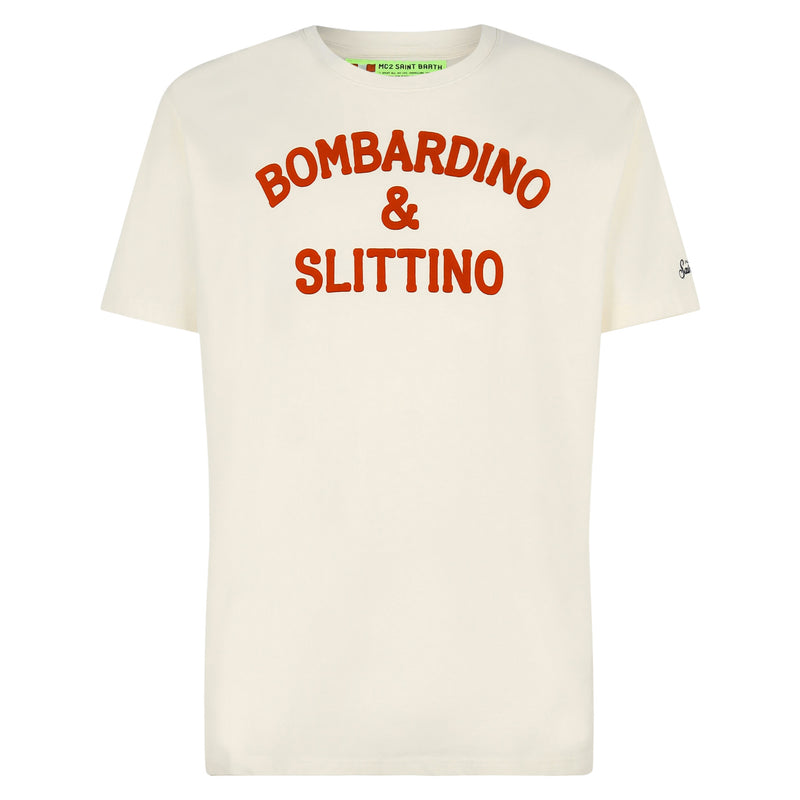 White t-shirt Man red Bombardino & slittino print