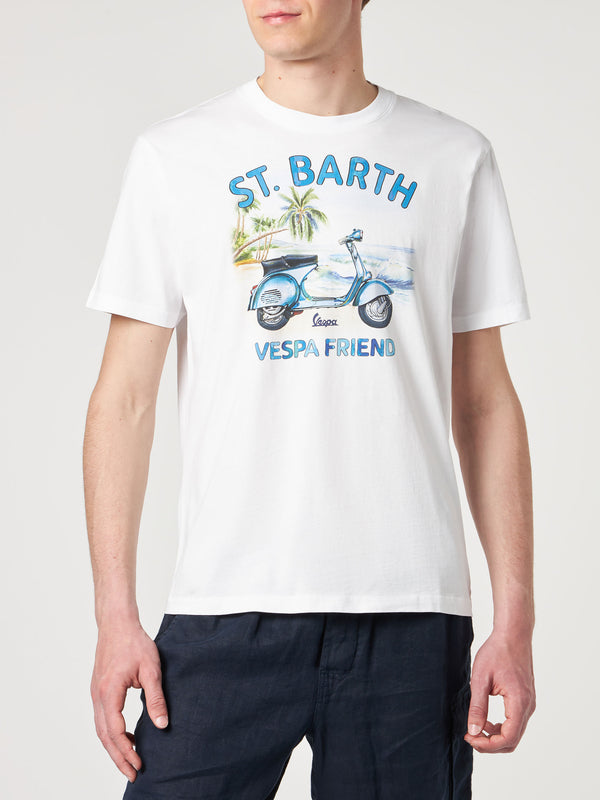 Man cotton t-shirt with St. Barth Vespa Friend print | VESPA® SPECIAL EDITION