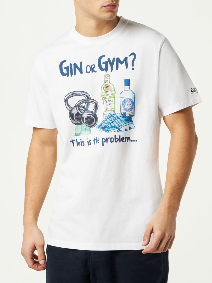 Man cotton t-shirt with Gin or Gym print
