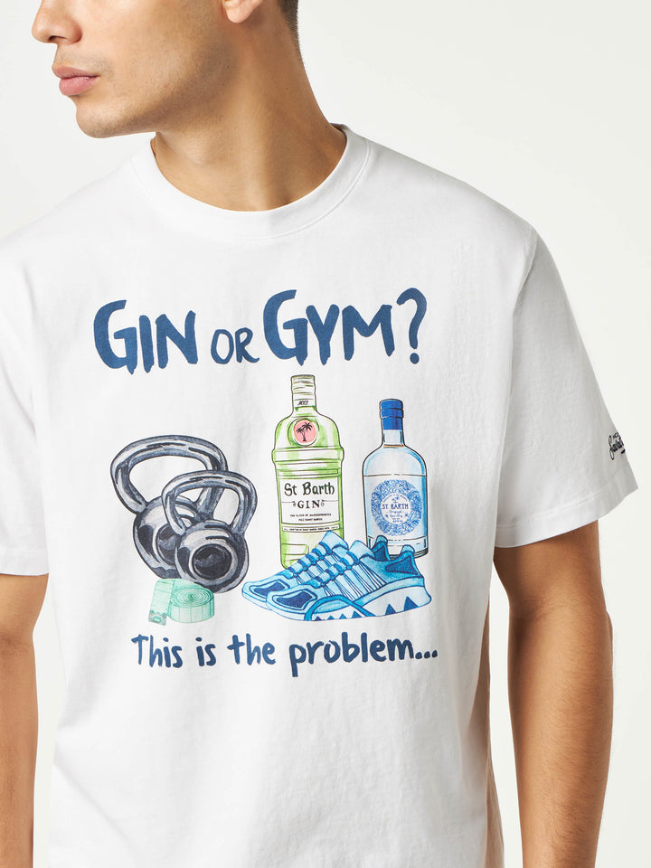 Man cotton t-shirt with Gin or Gym print