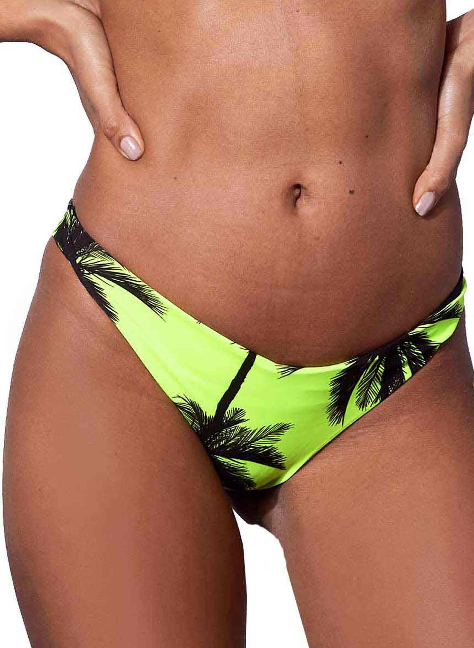 Palm print fluo yellow cheecky swim briefs - MC2 Saint Barth