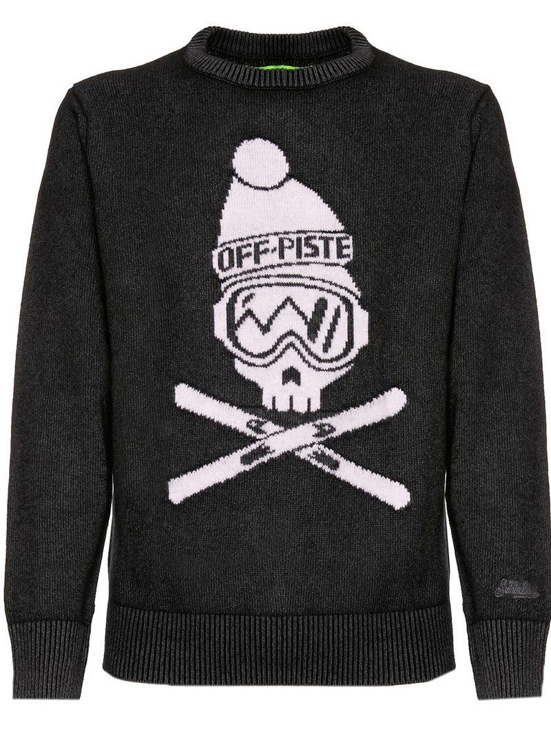 Man black sweater Off piste skull