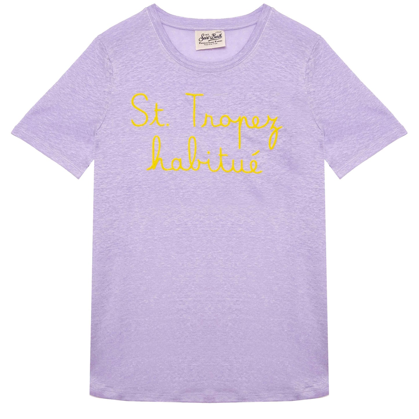 Linen t-shirt with St. Tropez Habituè embroidery
