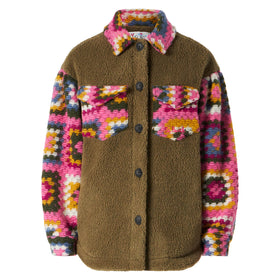 Woman sherpa overshirt with crochet details - MC2 Saint Barth