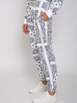 Cotton joggers with bandanna print