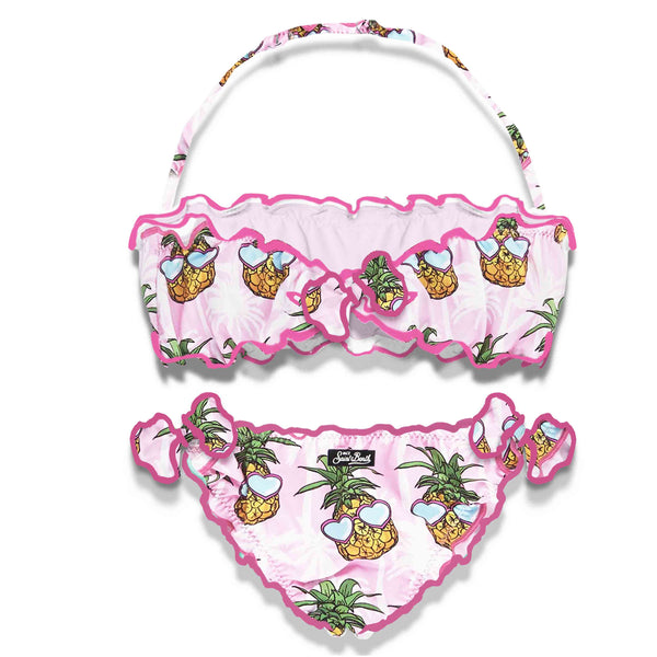 Bandeau-Bikini für Mädchen mit Ananas-Print