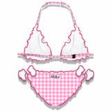 Girl triangle bikini with gingham print