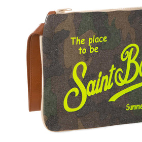 Pochette Parisienne in canvas con stampa camouflage