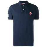 Blue piquet polo with St. Barth check logo