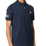 Blue piquet polo with St. Barth check logo