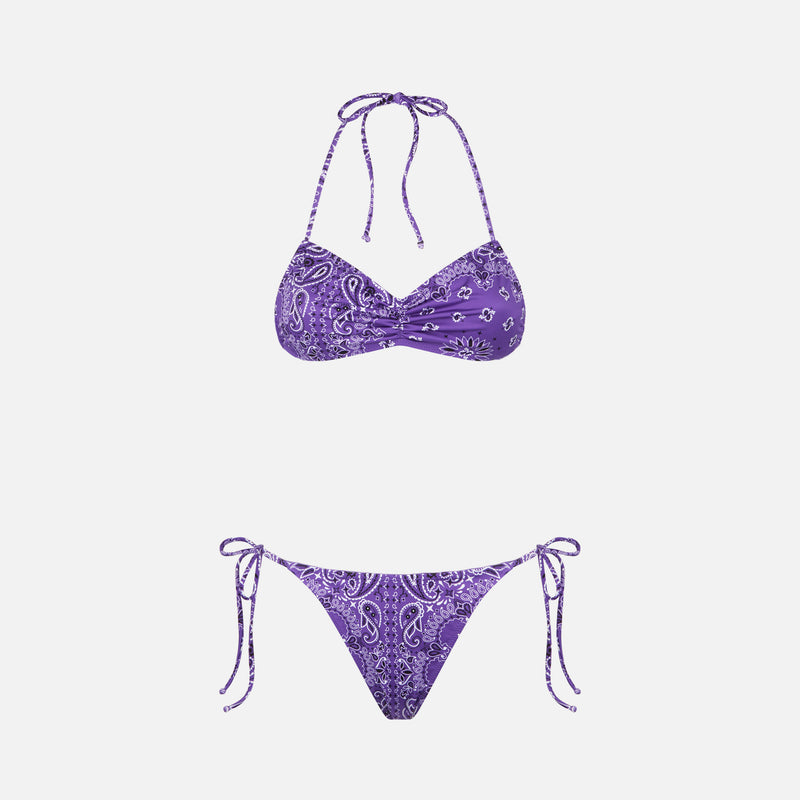 Bikini da donna a fascia con stampa bandana