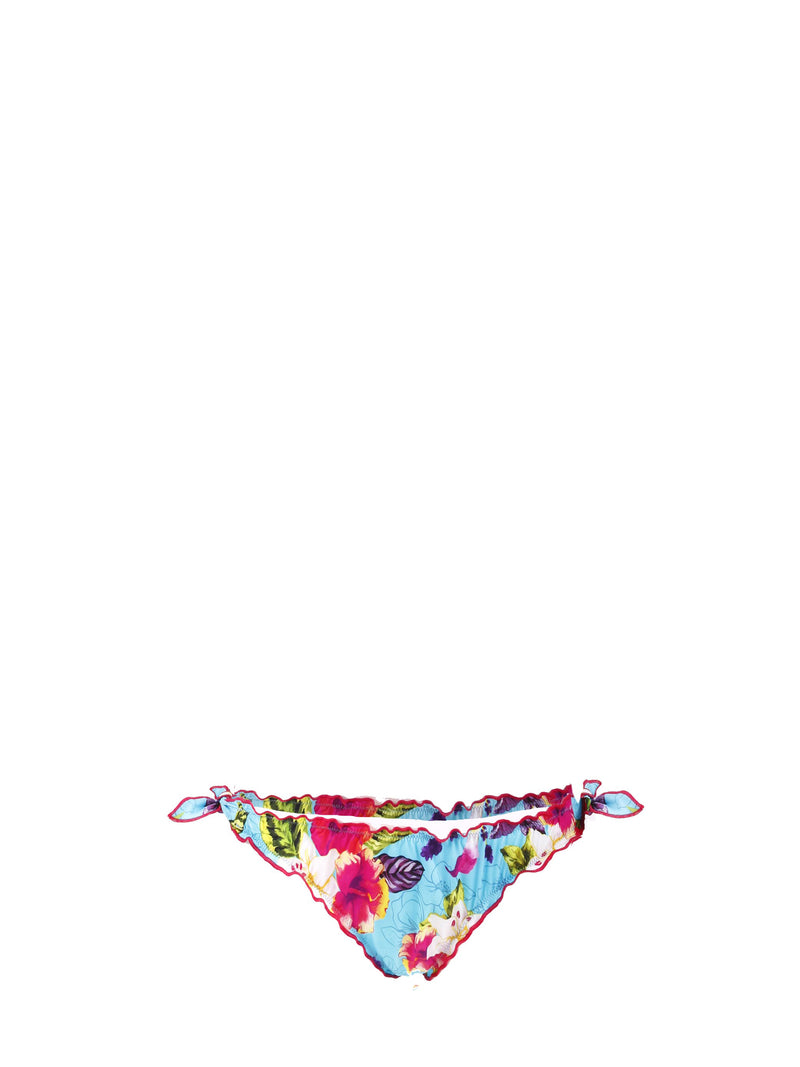 Slip da bagno  da donna sgambato con fantasia ibiscus