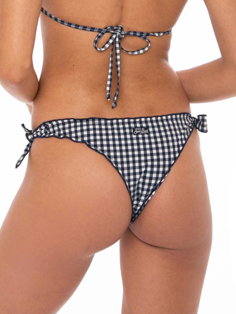 Woman cheeky swim briefs with gingham print