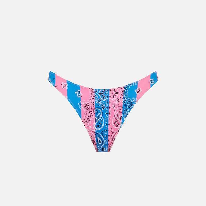 Woman cheeky swim briefs with bandanna print