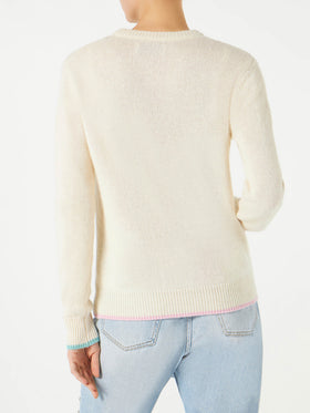 Maglione da donna garzato con ricamo sfrangiato Saint Barth
