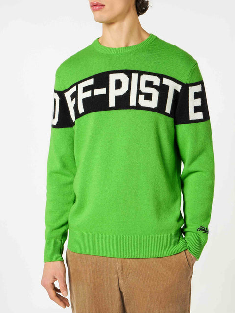 Man fluo green sweater with Off-Piste lettering - MC2 Saint Barth